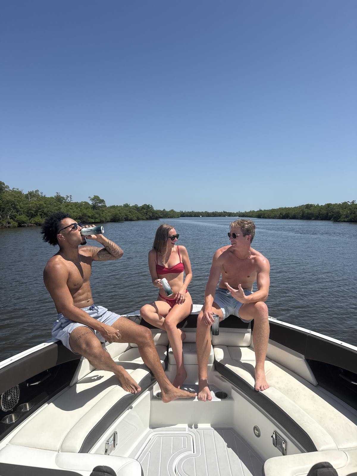 Friends out on the boat with VYRE